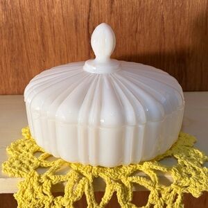 Elegant White Lidded Glass Dish